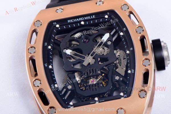 JB Factory Richard Mille RM 52-01 Skull Tourbillon Watch Rose Gold High Copy JB Factory Richard Mille RM 52-01 Skull Tourbillon Watch Rose Gold High Copy