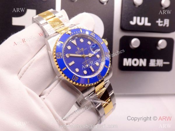 Pre-Owned AAA Replica Rolex Submariner Noob Swiss 3135 Two Tone Blue Watch 40mm Pre-Owned AAA Replica Rolex Submariner Noob Swiss 3135 Two Tone Blue Watch 40mm