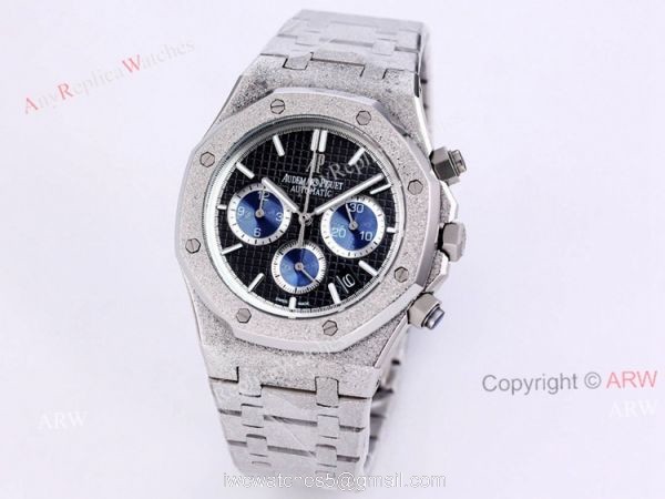 New Audemars Piguet Royal Oak Frosted Gold Chronograph Watch 41mm Black Dial Stainless Steel Bracelet Replica New Audemars Piguet Royal Oak Frosted Gold Chronograph Watch 41mm Black Dial Stainless Steel Bracelet Replica