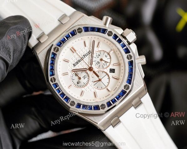 Copy Audemars Piguet Royal Oak Rose Gold 42mm Rainbow Bezel Watch White Dial Copy Audemars Piguet Royal Oak Rose Gold 42mm Rainbow Bezel Watch White Dial