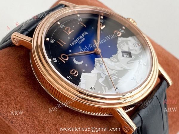Swiss Grade Patek Philippe Classic Watch Mens Blue Dial Rose Gold Replica Watch 40mm Swiss Grade Patek Philippe Classic Watch Mens Blue Dial Rose Gold Replica Watch 40mm