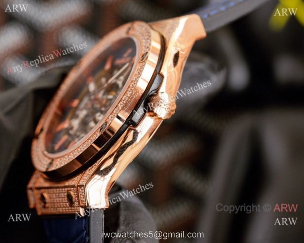 Copy Hublot Classic Fusion Hollow Rose Gold Iced Out Watches Copy Hublot Classic Fusion Hollow Rose Gold Iced Out Watches