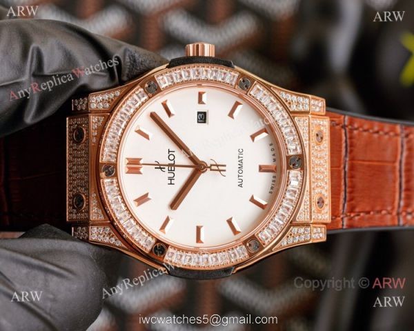 Clone Hublot Iced Out Classic Fusion Watches Rose Gold Automatic Clone Hublot Iced Out Classic Fusion Watches Rose Gold Automatic