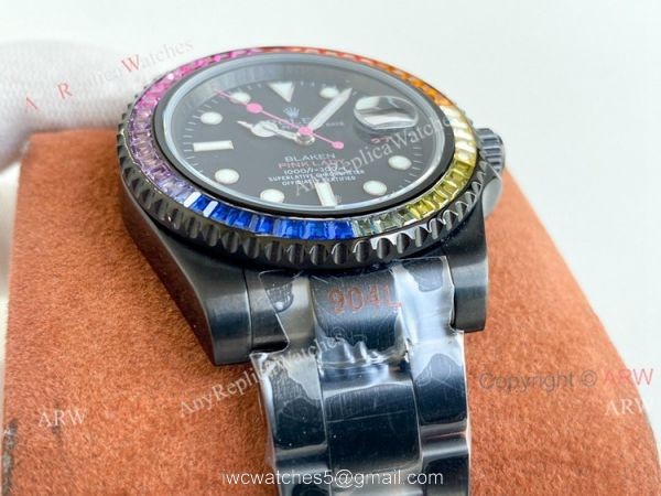 High Copy Rainbow Rolex Blaken Submariner Pink Lady 40mm All Black Watch High Copy Rainbow Rolex Blaken Submariner Pink Lady 40mm All Black Watch