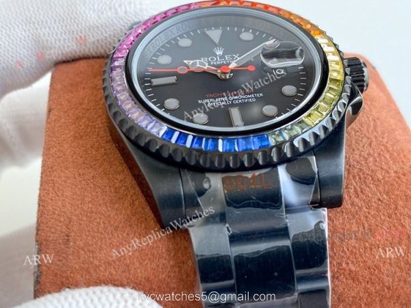 Swiss Grade High End Replica Roex Blaken Yacht Master 40mm All Black Rainbow Watch Swiss Grade High End Replica Roex Blaken Yacht Master 40mm All Black Rainbow Watch