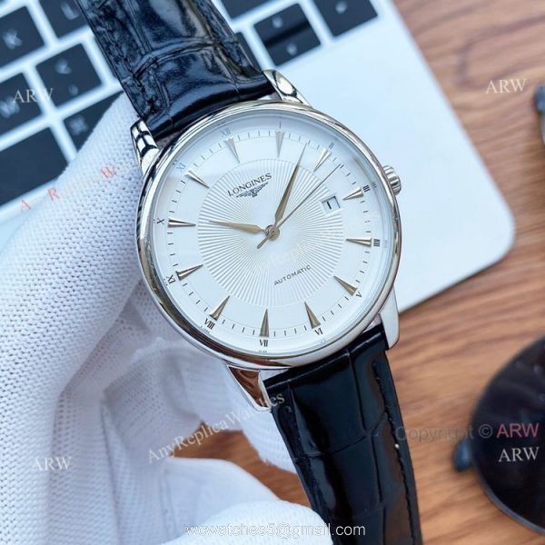 40mm Longines Automatic Watch White Dial Brown Leather Strap High Copy 40mm Longines Automatic Watch White Dial Brown Leather Strap High Copy