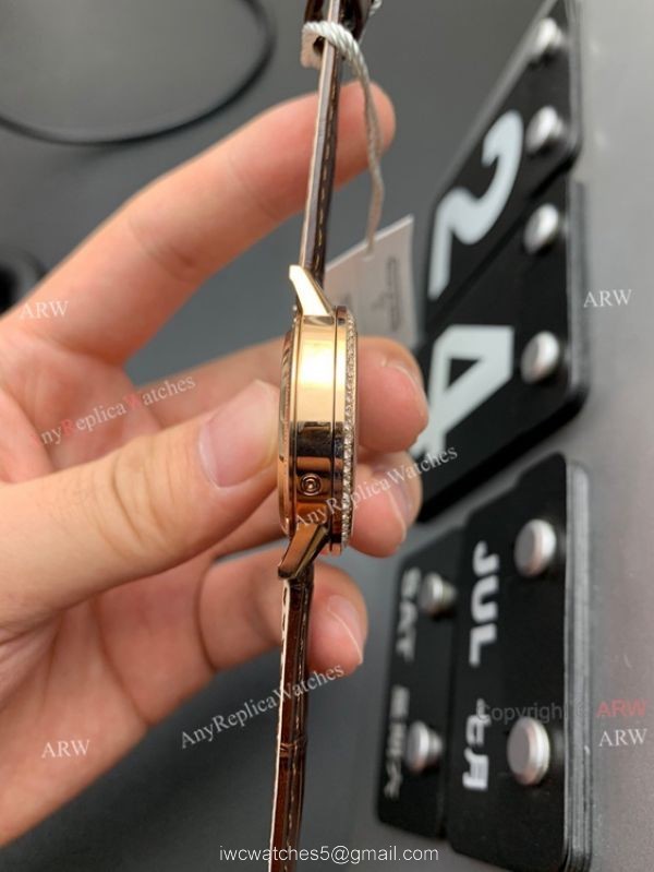 ZF Factory Replica Jaeger Lecoultre Rendez-Vous Rose Gold Watch White Face Brown Leather Strap ZF Factory Replica Jaeger Lecoultre Rendez-Vous Rose Gold Watch White Face Brown Leather Strap