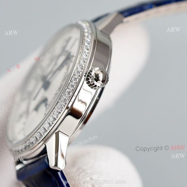 Best Copy White Face Jaeger Lecoultre Rendez-Vous Ladies Watch With Diamonds Blue Leather Strap Best Copy White Face Jaeger Lecoultre Rendez-Vous Ladies Watch With Diamonds Blue Leather Strap