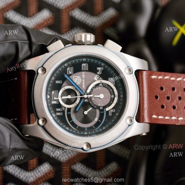 New Tag Heuer Carrera MP4-12C Chronograph Watch Black Dial Brown Leather Strap New Tag Heuer Carrera MP4-12C Chronograph Watch Black Dial Brown Leather Strap