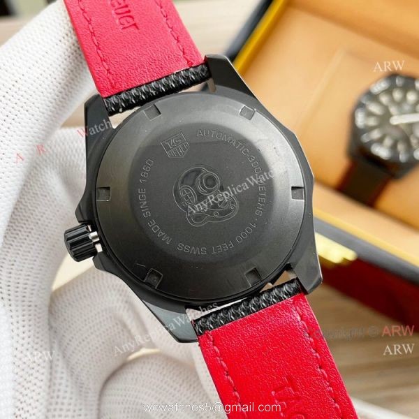 Tag Heuer Aquaracer Calibre 5 White Face 44 Replica Watch Black Steel Black Leather Strap Tag Heuer Aquaracer Calibre 5 White Face 44 Replica Watch Black Steel Black Leather Strap