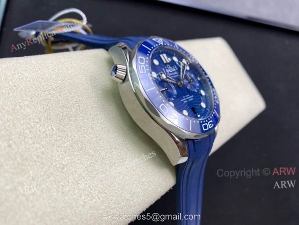 OMF Omega Seamaster Diver 300m Rubber Strap Blue Dial Swiss Replica Watches 44mm OMF Omega Seamaster Diver 300m Rubber Strap Blue Dial Swiss Replica Watches 44mm