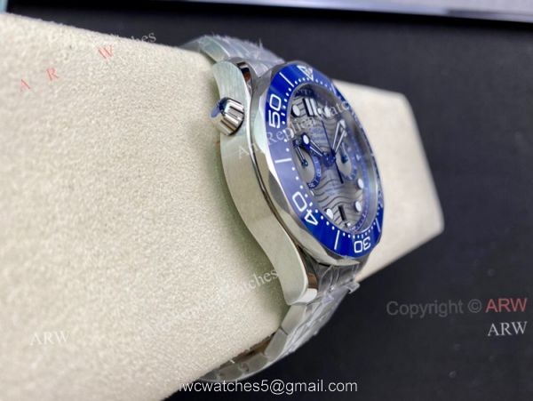 OMF Omega Seamaster With Grey Dial Ss Bracelet Blue Ceramic Bezel High End Replica 44mm OMF Omega Seamaster With Grey Dial Ss Bracelet Blue Ceramic Bezel High End Replica 44mm