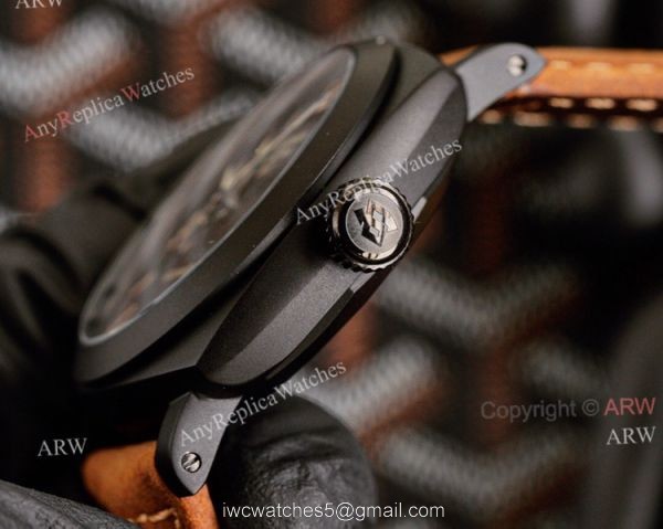 All Black Panerai Radiomir GMT Automatic Watch 45mm Brown Leather Strap High Copy All Black Panerai Radiomir GMT Automatic Watch 45mm Brown Leather Strap High Copy