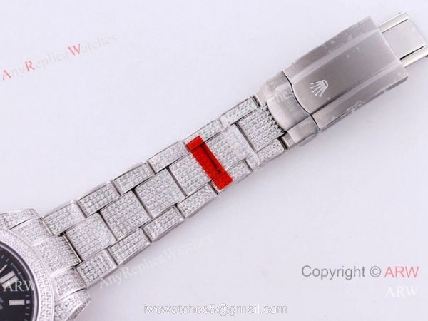 Swiss Quality Iced Out Rolex Oyster Perpetual 41mm Watch Full Diamond Case Black Dial Swiss Quality Iced Out Rolex Oyster Perpetual 41mm Watch Full Diamond Case Black Dial