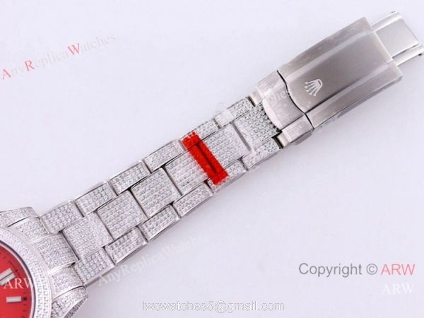 Swiss Quality Rolex Iced Out Oyster Perpetual 41 Copy Watch Coral Red Dial Swiss Quality Rolex Iced Out Oyster Perpetual 41 Copy Watch Coral Red Dial