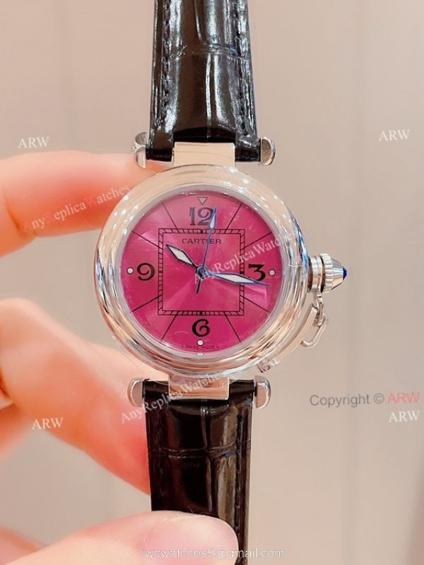 Knockoff Ladies Cartier Pasha Watch Fuchsia Dial Fuchsia Leather Strap Knockoff Ladies Cartier Pasha Watch Fuchsia Dial Fuchsia Leather Strap