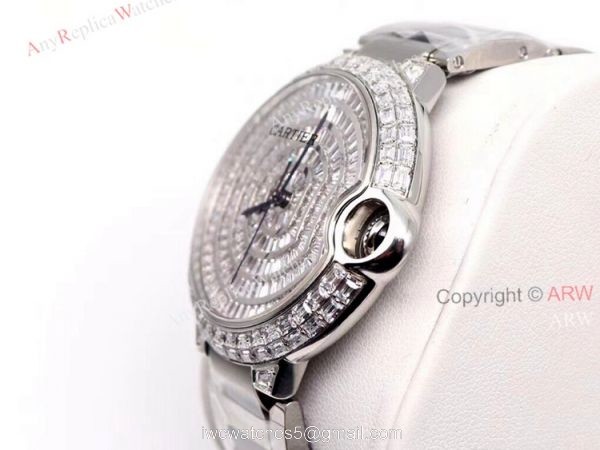 Iced Out Cartier Ballon Bleu 42mm Watch Stainless Steel Replica Watch Iced Out Cartier Ballon Bleu 42mm Watch Stainless Steel Replica Watch