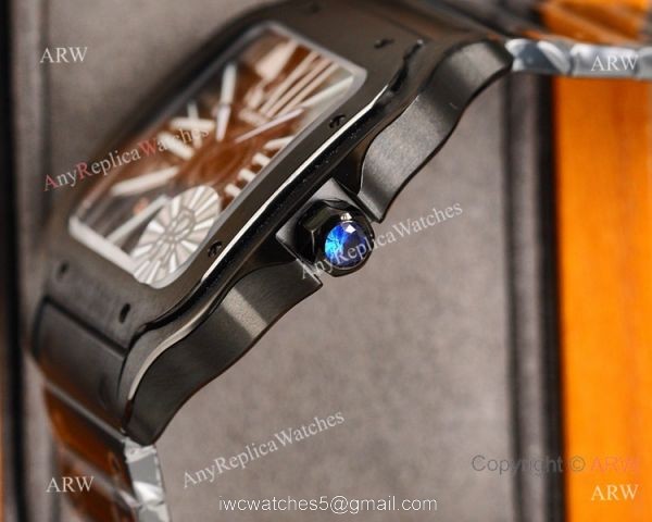 New Replica Santos de Cartier Skeleton watch All Black Swiss Quality New Replica Santos de Cartier Skeleton watch All Black Swiss Quality
