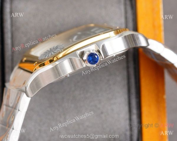 New Cartier Alberto Santos-Dumont Green Two Tone Watch Sapphire Crystal New Cartier Alberto Santos-Dumont Green Two Tone Watch Sapphire Crystal