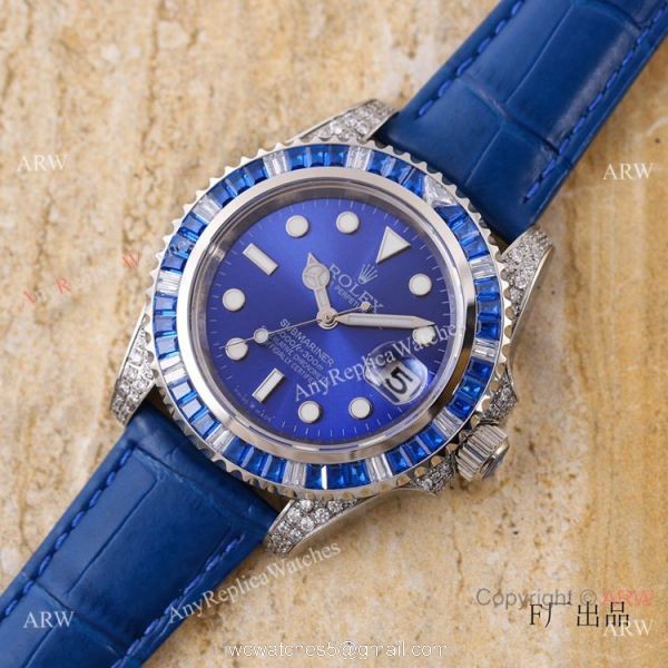 Swiss Quality Rolex Submariner Citizen 8215 Watch Green Leather Strap Swiss Quality Rolex Submariner Citizen 8215 Watch Green Leather Strap