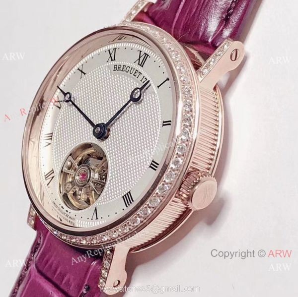 New Copy Breguet Classique Tourbillon Diamond Roman Dial Watch Women 32mm New Copy Breguet Classique Tourbillon Diamond Roman Dial Watch Women 32mm