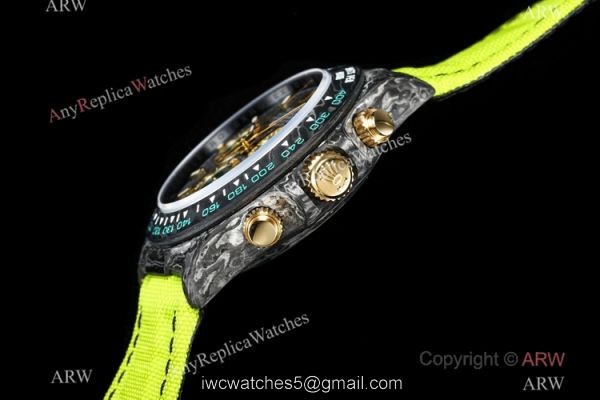 NEW! TW Factory Rolex DIW Cosmograph NTPT Carbon Daytona 7750 Watch Fluorescent Green Fabric Strap NEW! TW Factory Rolex DIW Cosmograph NTPT Carbon Daytona 7750 Watch Fluorescent Green Fabric Strap