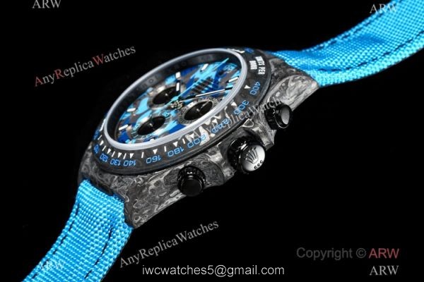 NEW! TW Factory 1-1 Rolex DIW NTPT Carbon Daytona Watch 7750 Chronograph Blue Fabric Leather Band NEW! TW Factory 1-1 Rolex DIW NTPT Carbon Daytona Watch 7750 Chronograph Blue Fabric Leather Band