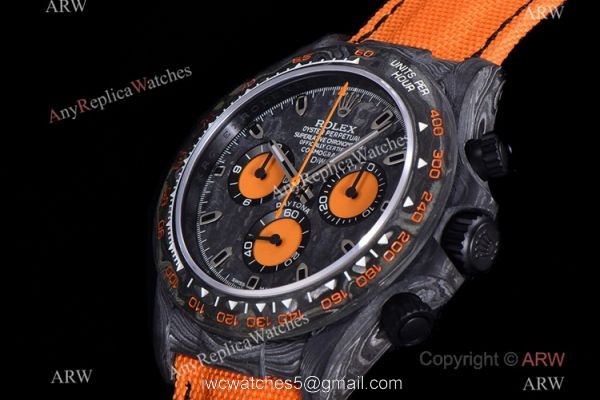 NEW! TW Super Clone Rolex DIW Daytona 7750 Watch 40mm Carbon Orange Fabric Leather Strap NEW! TW Super Clone Rolex DIW Daytona 7750 Watch 40mm Carbon Orange Fabric Leather Strap
