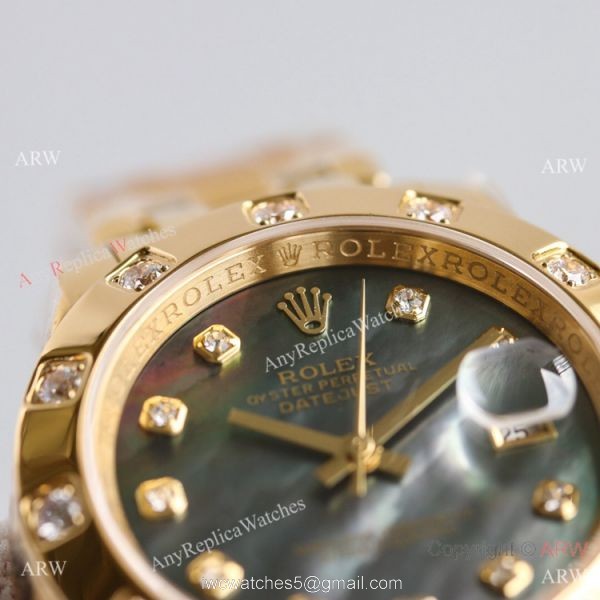 Swiss Replica Rolex Datejust Pearlmaster 81319 Watch Black Mother-Of-Pearl Yellow Gold 34mm Swiss Replica Rolex Datejust Pearlmaster 81319 Watch Black Mother-Of-Pearl Yellow Gold 34mm