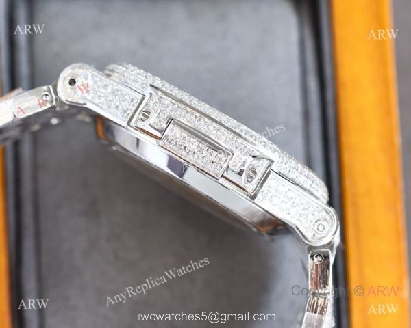 Swiss Grade One Patek Philippe Iced Out Nautilus 9015 Watch BlackSilver Diamond Swiss Grade One Patek Philippe Iced Out Nautilus 9015 Watch BlackSilver Diamond