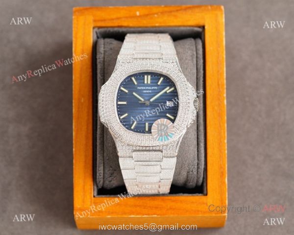 Swiss Grade Patek Philippe Nautilus Iced Out Siver Watch 9015 Ultra-thin Movement Swiss Grade Patek Philippe Nautilus Iced Out Siver Watch 9015 Ultra-thin Movement