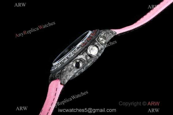 New! TW Swiss Rolex Carbon-Lime Daytona 7750 Watch Pink Fabric Leather Band New! TW Swiss Rolex Carbon-Lime Daytona 7750 Watch Pink Fabric Leather Band