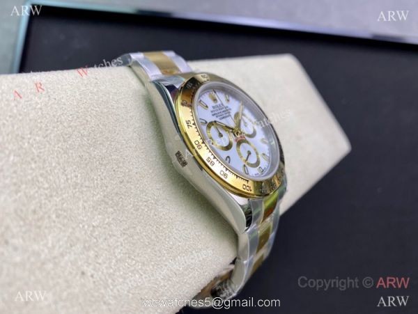 Swiss Replica Rolex Daytona 7750 Chrono Watch 40mm 904l Two Tone White Face Swiss Replica Rolex Daytona 7750 Chrono Watch 40mm 904l Two Tone White Face