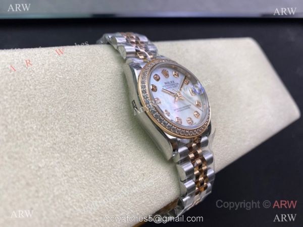 Swiss Copy Rolex Datejust 2-Tone Rose Gold Mop Dial Diamond watch 31mm Mid-size Swiss Copy Rolex Datejust 2-Tone Rose Gold Mop Dial Diamond watch 31mm Mid-size