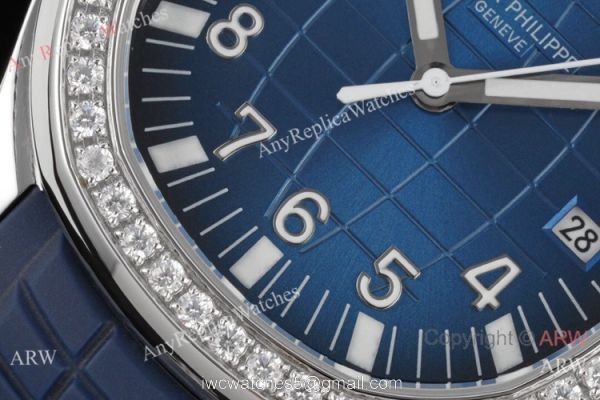 Swiss Quality Replica Patek Philippe Aquanaut 8215 Watch Diamond Bezel Blue Rubber Strap Swiss Quality Replica Patek Philippe Aquanaut 8215 Watch Diamond Bezel Blue Rubber Strap