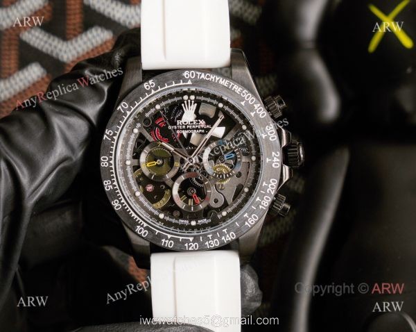 Knock-off Rolex Daytona 43MM Black Chronogarph Face Rubber Strap Watch Knock-off Rolex Daytona 43MM Black Chronogarph Face Rubber Strap Watch