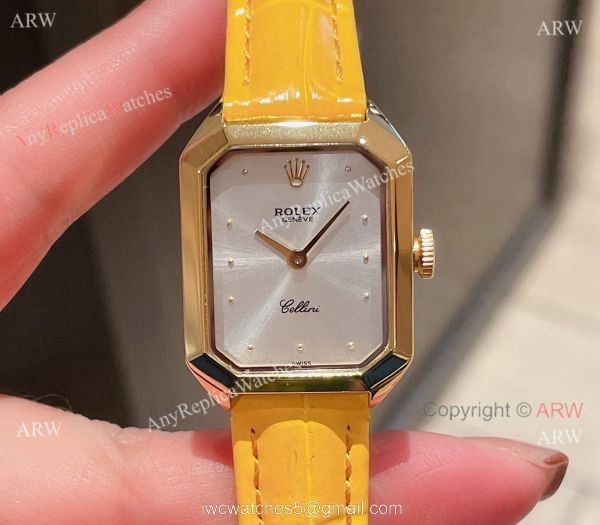 Replica Rolex Cellini White Face Gold Case Leather Strap 24MM Watch Replica Rolex Cellini White Face Gold Case Leather Strap 24MM Watch