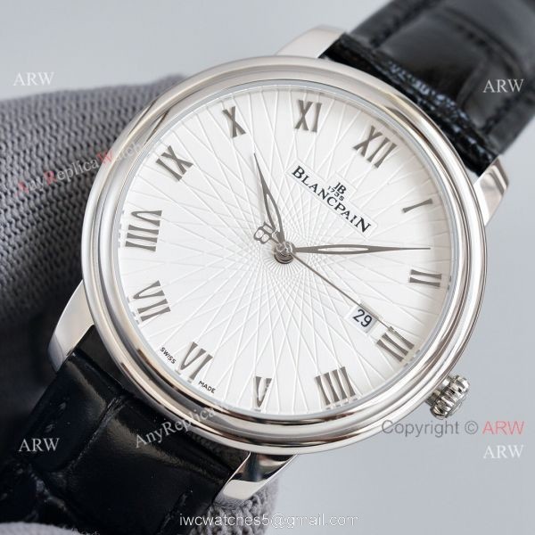 Replica Blancpain Villeret White Dial Leather Strap 40MM Watch With Roman Markers Replica Blancpain Villeret White Dial Leather Strap 40MM Watch With Roman Markers