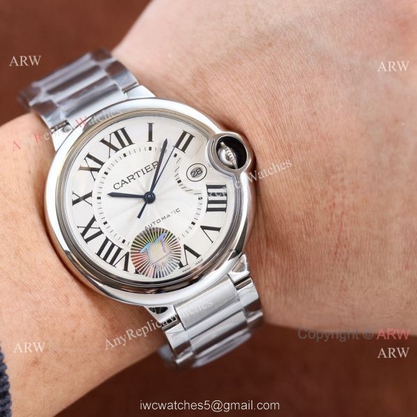Copy Balloon Blue Cartier Silver Face 42mm Stainless Steel Strap Watch Copy Balloon Blue Cartier Silver Face 42mm Stainless Steel Strap Watch