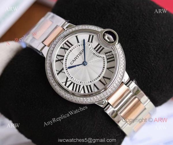 Copy Cartier Balloon Blue 2-Tone Rose Gold Strap Diamond Bezel White Dial Watch Copy Cartier Balloon Blue 2-Tone Rose Gold Strap Diamond Bezel White Dial Watch