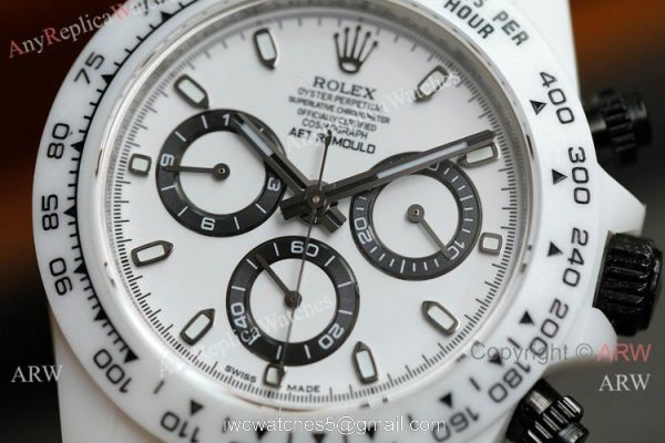 New! Swiss Replica Rolex Daytona AET Modified White Ceramic Black Crown watch A7750 Movement New! Swiss Replica Rolex Daytona AET Modified White Ceramic Black Crown watch A7750 Movement