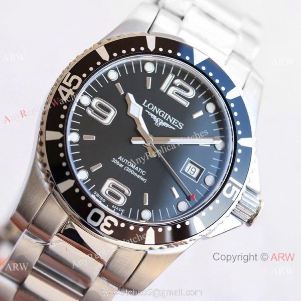 Swiss Replica Longines Hydro conquest L3.742.4 TWF Watch Stainless Steel Black Dial Swiss Replica Longines Hydro conquest L3.742.4 TWF Watch Stainless Steel Black Dial