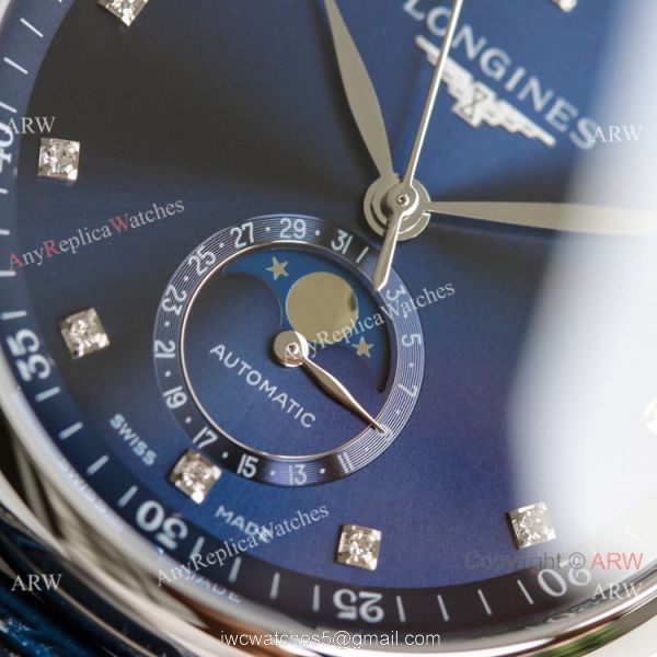 (GF) Swiss Copy Longines Master Bucherer Blue Moonphase dial Watch Leather Strap 40mm (GF) Swiss Copy Longines Master Bucherer Blue Moonphase dial Watch Leather Strap 40mm