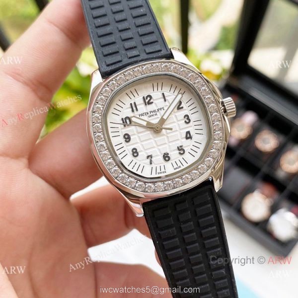 Replica Patek Philippe Lady-Aquanaut Watch Diamond Bezel Black Dial Replica Patek Philippe Lady-Aquanaut Watch Diamond Bezel Black Dial