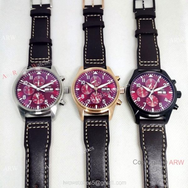 Best Replica IWC Pilots Cherry red Face Rose Gold Automatic Watches Best Replica IWC Pilots Cherry red Face Rose Gold Automatic Watches