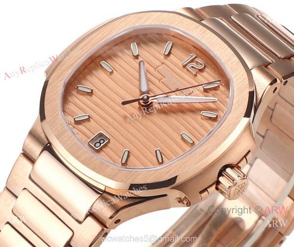 Swiss Cal.324 SC Patek Philippe Lady-Nautilus Copy Watches Rose Gold Dial Swiss Cal.324 SC Patek Philippe Lady-Nautilus Copy Watches Rose Gold Dial