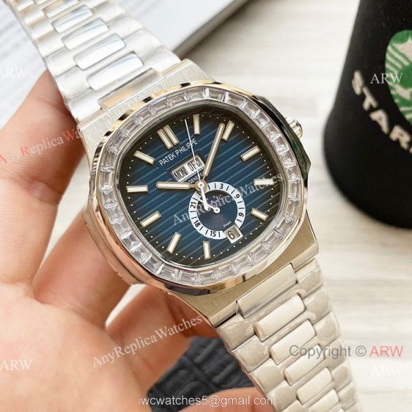 Clone Patek Philippe Annual Calendar Nautilus Watches Olive Green with Diamond 42mm Clone Patek Philippe Annual Calendar Nautilus Watches Olive Green with Diamond 42mm