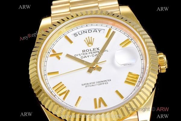 (GM Factory) Swiss 2836-2 Rolex Day-Date White Roman Watch 40mm AAA Copy (GM Factory) Swiss 2836-2 Rolex Day-Date White Roman Watch 40mm AAA Copy