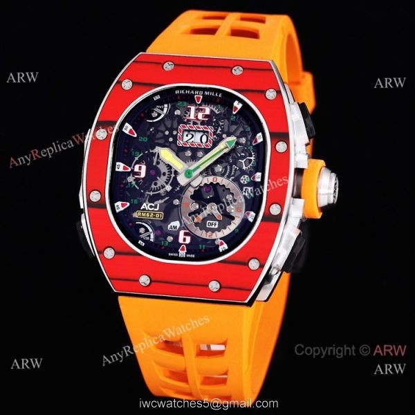 Red Richard Mille Tourbillon Watch Rm 62-01 High End Replica For Men Red Richard Mille Tourbillon Watch Rm 62-01 High End Replica For Men