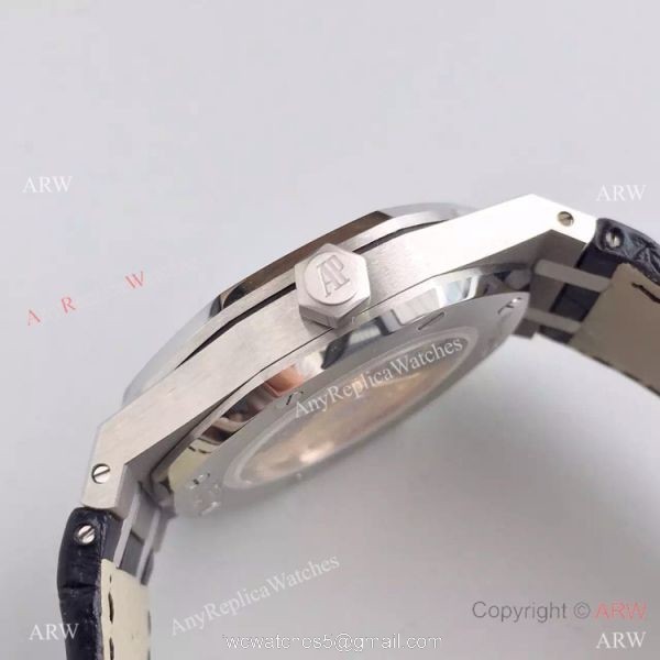 JF Factory Swiss Audemars Piguet Replica Watch Silver Face Brown Leather Band JF Factory Swiss Audemars Piguet Replica Watch Silver Face Brown Leather Band